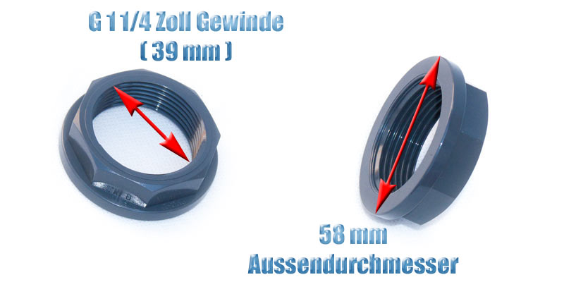 Mutter G 1 1/4 Zoll Innengewinde VDL Überwurfmutter PVC Kunststoff Achtkant