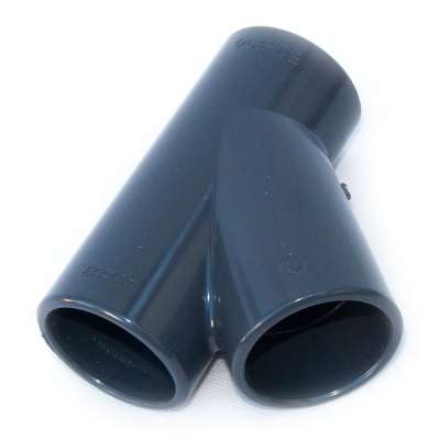 Y-Stück 50 mm 45 Grad aus PVC-U Kunststoff als Verteiler für PVC Fittings bzw. Anschluss (Rohrabzweigung)