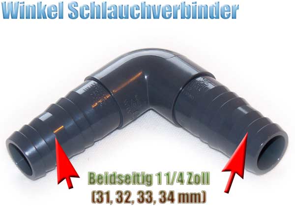 90 Grad Winkel Schlauchverbinder mit 50, 51, 52 und 53 mm (2 Zoll