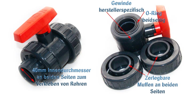 Kugelhahn 1 1/2 3/2 Zoll DN40 Kugelventil Absperrhahn mit Entleerung  Entlüftung