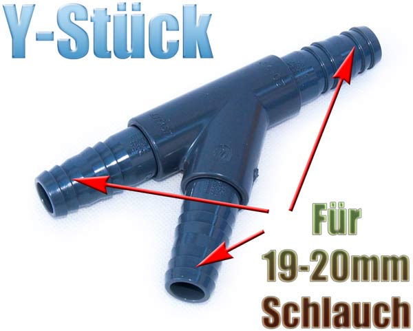 Y Stück 19-20 mm (3/4 Zoll) mit Schlauchtüllen aus PVC