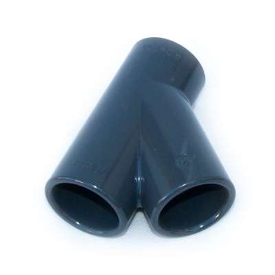 Y-Stück 40 mm 45 Grad aus PVC-U Kunststoff als Verteiler für PVC Fittings bzw. Anschluss (Rohrgabelung)