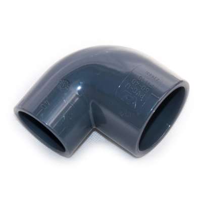 Winkel Reduzierung Adapter (gebogen) 90 Grad mit 40 und 50 mm Klebemuffen (Innendurchmesser) gleichschenklig aus PVC Kunststoff