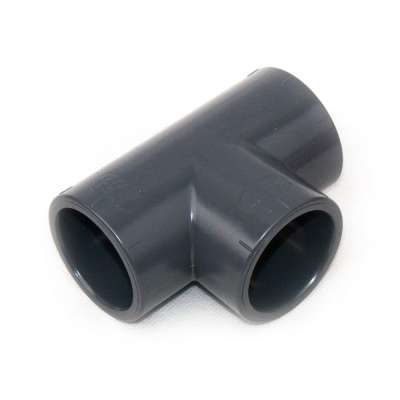 T-Stück 40 mm 90 Grad aus PVC-U Kunststoff als Verteiler (Verteilung) für PVC Fittings bzw. Anschluss