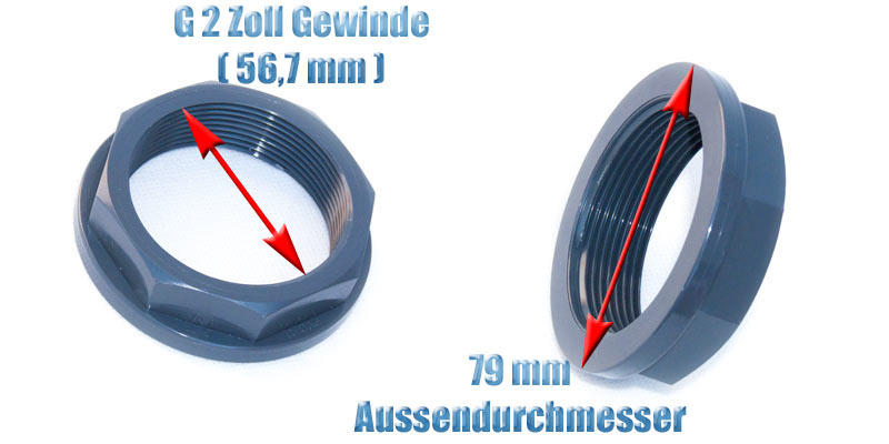 Mutter G 2 Zoll (G 2) Innengewinde VDL Schraubring PVC Kunststoff Achtkant