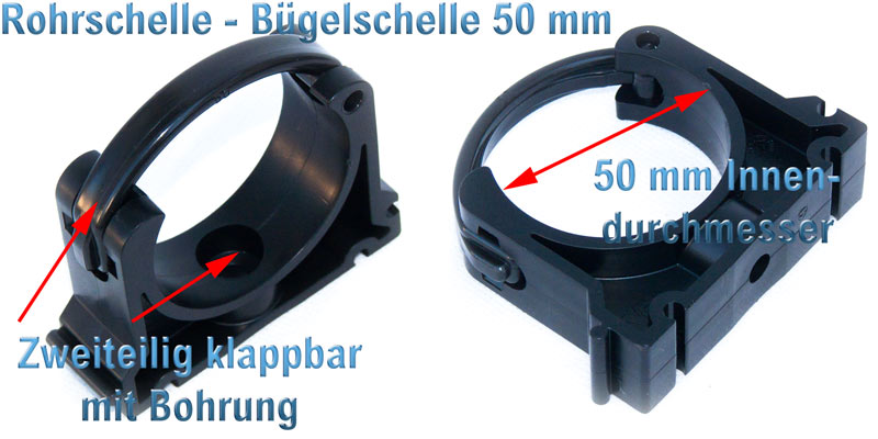 Rohrschelle 50mm (2 Zoll) zweiteilig klappbar Bügelschelle VDL PP